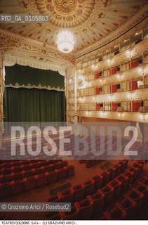 -Venezia,1997.Teatro Goldoni a Venezia:interno Auditorium. Teatro architettura interno Goldoni –Venice,1997. Interior of the Goldoni Theatre ©Graziano Arici/Rosebud2