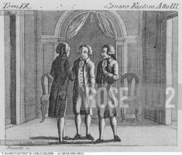-STAMPA PER LA COMMEDIA LAVARO FASTOSO (1772)DI CARLO GOLDONI DALLEDIZIONE DELLE OPERE PUBBLICATA NEL 1788 DA ANTONIO ZATTA. COMMEDIA COMMEDIOGRAFO STAMPA EDIZIONE.-PRINT FOR COMEDY LAVARO FASTOSO  (1772)BY CARLO GOLDONI  FROM WORKS EDITION PUBLISHED BY ANTONIO ZATTA IN 1788 .- ARCHIVIO ©Graziano Arici/Rosebud2 La cessione dei diritti di questa immagine si intende per quanto di nostra competenza. Non comprende invece le eventuali spese  relative a diritti che potranno essere richiesti dagli Enti o persone fisiche cui appartengono eventualmente i soggetti  ripresi. Tali costi, ove necessari, e l’espletamento di qualsivoglia pratica di richiesta di concessione del permesso di pubblicazione sono esclusivamente a carico e a cura del soggetto acquirente di questa immagine.
