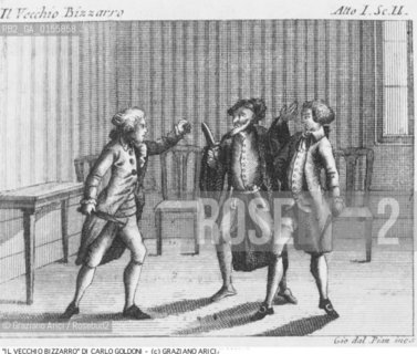 - STAMPA PER LA COMMEDIA IL VECCHIO BIZZARRO (1753-54) DI CARLO GOLDONI.COMMEDIA STAMPA EDIZIONE COMMEDIOGRAFO.- PRINT FOR COMEDY IL VECCHIO BIZZARRO (1753-54) BY CARLO GOLDONI - ARCHIVIO ©Graziano Arici/Rosebud2 La cessione dei diritti di questa immagine si intende per quanto di nostra competenza. Non comprende invece le eventuali spese  relative a diritti che potranno essere richiesti dagli Enti o persone fisiche cui appartengono eventualmente i soggetti  ripresi. Tali costi, ove necessari, e l’espletamento di qualsivoglia pratica di richiesta di concessione del permesso di pubblicazione sono esclusivamente a carico e a cura del soggetto acquirente di questa immagine.