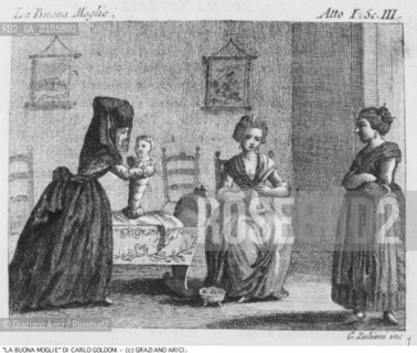 -STAMPA PER LA COMMEDIA LA BUONA MOGLIE (1749) DI CARLO GOLDONI. COMMEDIA STAMPA EDIZIONE.-PRINT FOR COMEDY LA BUONA MOGLIE (1749) BY CARLO GOLDONI.- ARCHIVIO ©Graziano Arici/Rosebud2 La cessione dei diritti di questa immagine si intende per quanto di nostra competenza. Non comprende invece le eventuali spese  relative a diritti che potranno essere richiesti dagli Enti o persone fisiche cui appartengono eventualmente i soggetti  ripresi. Tali costi, ove necessari, e l’espletamento di qualsivoglia pratica di richiesta di concessione del permesso di pubblicazione sono esclusivamente a carico e a cura del soggetto acquirente di questa immagine.
