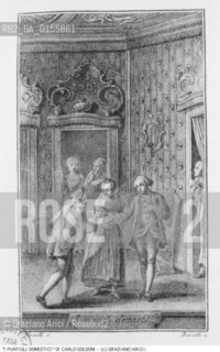 -STAMPA PER LA COMMEDIA I PUNTIGLI DOMESTICI (1752-53) DI CARLO GOLDONI. COMMEDIA EDIZIONE STAMPA.-PRINT FOR COMEDY I PUNTIGLI DOMESTICI (1752-53) BY CARLO GOLDONI  - ARCHIVIO ©Graziano Arici/Rosebud2 La cessione dei diritti di questa immagine si intende per quanto di nostra competenza. Non comprende invece le eventuali spese  relative a diritti che potranno essere richiesti dagli Enti o persone fisiche cui appartengono eventualmente i soggetti  ripresi. Tali costi, ove necessari, e l’espletamento di qualsivoglia pratica di richiesta di concessione del permesso di pubblicazione sono esclusivamente a carico e a cura del soggetto acquirente di questa immagine.