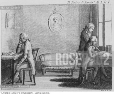 - STAMPA PER LA COMMEDIA IL PADRE DI FAMIGLIA (1748-50) DI CARLO GOLDONI.COMMEDIA STAMPA EDIZIONE.- PRINT FOR COMEDY IL PADRE DI FAMIGLIA (1748-50) BY CARLO GOLDONI - ARCHIVIO ©Graziano Arici/Rosebud2 .La cessione dei diritti di questa immagine si intende per quanto di nostra competenza. Non comprende invece le eventuali spese  relative a diritti che potranno essere richiesti dagli Enti o persone fisiche cui appartengono eventualmente i soggetti  ripresi. Tali costi, ove necessari, e l’espletamento di qualsivoglia pratica di richiesta di concessione del permesso di pubblicazione sono esclusivamente a carico e a cura del soggetto acquirente di questa immagine.