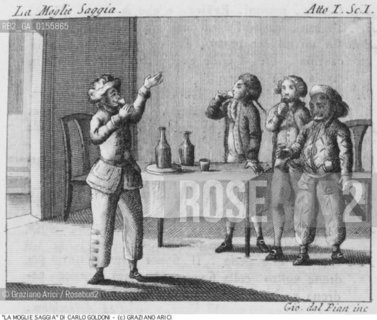 - STAMPA PER LA COMMEDIA LA MOGLIE SAGGIA  (1748-50) DI CARLO GOLDONI. COMMEDIA STAMPA EDIZIONE                                                - PRINT FOR COMEDY LA MOGLIE SAGGIA (1748-50) BY CARLO GOLDONI AUTHOR -ARCHIVIO ©Graziano Arici/Rosebud2 La cessione dei diritti di questa immagine si intende per quanto di nostra competenza. Non comprende invece le eventuali spese  relative a diritti che potranno essere richiesti dagli Enti o persone fisiche cui appartengono eventualmente i soggetti  ripresi. Tali costi, ove necessari, e l’espletamento di qualsivoglia pratica di richiesta di concessione del permesso di pubblicazione sono esclusivamente a carico e a cura del soggetto acquirente di questa immagine.