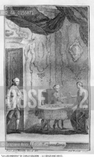 - STAMPA PER LA COMMEDIA LA LOCANDIERA (1753) DI CARLO GOLDONI DALLEDIZIONE DELLE OPERE PUBBLICATA NEL 1761 DA GIAMBATTISTA PASQUALI. COMMEDIA EDIZIONE STAMPA.-PRINT FOR COMEDY LA LOCANDIERA (1753) FROM WORKS EDITION PUBLISHED BY GIAMBATTISTA PASQUALI IN 1761 - ARCHIVIO ©Graziano Arici/Rosebud2 La cessione dei diritti di questa immagine si intende per quanto di nostra competenza. Non comprende invece le eventuali spese  relative a diritti che potranno essere richiesti dagli Enti o persone fisiche cui appartengono eventualmente i soggetti  ripresi. Tali costi, ove necessari, e l’espletamento di qualsivoglia pratica di richiesta di concessione del permesso di pubblicazione sono esclusivamente a carico e a cura del soggetto acquirente di questa immagine.
