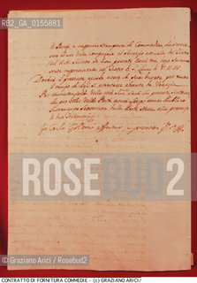 -CONTRATTO DI FORNITURA COMMEDIE STIPULATO DA CARLO GOLDONI CON FRANCESCO VENDRAMIN PRIMA DELLA PARTENZA PER LA FRANCIA NEL 1762. COMMEDIA COMMEDIOGRAFO TEATRO CONTRATTO.-CONTRACT FOR WRITING COMEDIES STIPULATED WITH FRANCESCO VENDRAMIN BEFORE DEPARTURE TO FRANCE IN 1762 - ARCHIVIO ©Graziano Arici/Rosebud2 La cessione dei diritti di questa immagine si intende per quanto di nostra competenza. Non comprende invece le eventuali spese  relative a diritti che potranno essere richiesti dagli Enti o persone fisiche cui appartengono eventualmente i soggetti  ripresi. Tali costi, ove necessari, e l’espletamento di qualsivoglia pratica di richiesta di concessione del permesso di pubblicazione sono esclusivamente a carico e a cura del soggetto acquirente di questa immagine.