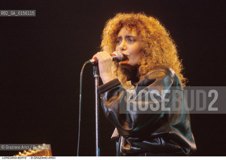 Venezia,1988.Ritratto della cantante Loredana Bertè. Musica cantante ritratto concerto -Venice,1988. Portrait of the singer Loredana Bertè ©Graziano Arici/Rosebud2