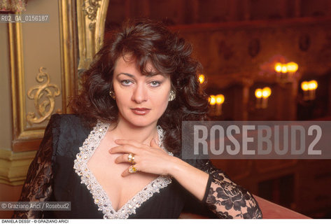 Teatro La Fenice,Venezia,1995.Ritratto della cantante lirica, la soprano Daniela Dessì. Ritratto musica lirica soprano opera.Teatro La Fenice Venice,1995.Portrait of the opera singer, the Italian soprano Daniela Dessì  ©Graziano Arici/Rosebud2