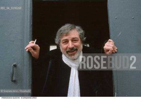 Venezia,1996.Ritratto del cantautore Francesco Guccini.Musica cantante ritratto cantautore sigaretta -Venice,1996. Portrait of the singer and songwriter Francesco Guccini with a cigarette ©Graziano Arici/Rosebud2