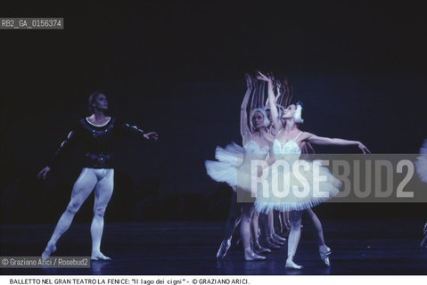 Venice, 1988. Gran Teatro La Fenice.Swan Lake ballet, coreographed by Marius Petipa and Lev Ivanov, music by Pyotr Ilyich Tchaikovsky, corps ballet of the S.M.Kirov theatre Leningrad .Venezia, 1988. Gran Teatro La Fenice. Balletto Il Lago dei Cigni,corpo di ballo teatro S.M.Kirov di Leningrado, coreografia di Marius Petipa e Lev Ivanov, musica di Pyotr Ilyich Tchaikovsky. Danza balletto classica Lago dei cigni Fenice ©Graziano Arici/Rosebud2 La cessione dei diritti di questa immagine si intende per quanto di nostra competenza. Non comprende invece le eventuali spese  relative a diritti che potranno essere richiesti dagli Enti o persone fisiche cui appartengono eventualmente i soggetti  ripresi. Tali costi, ove necessari, e l’espletamento di qualsivoglia pratica di richiesta di concessione del permesso di pubblicazione sono esclusivamente a carico e a cura del soggetto acquirente di questa immagine.