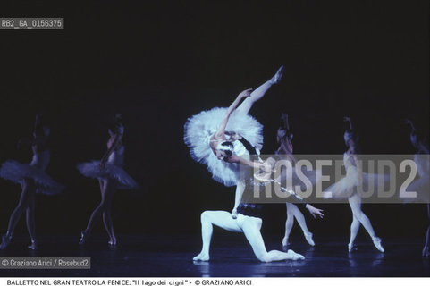 Venice, 1988. Gran Teatro La Fenice.Swan Lake ballet, coreographed by Marius Petipa and Lev Ivanov, music by Pyotr Ilyich Tchaikovsky, corps ballet of the S.M.Kirov theatre Leningrad .Venezia, 1988. Gran Teatro La Fenice. Balletto Il Lago dei Cigni,corpo di ballo teatro S.M.Kirov di Leningrado, coreografia di Marius Petipa e Lev Ivanov, musica di Pyotr Ilyich Tchaikovsky. Danza balletto classica Lago dei cigni Fenice ©Graziano Arici/Rosebud2 La cessione dei diritti di questa immagine si intende per quanto di nostra competenza. Non comprende invece le eventuali spese  relative a diritti che potranno essere richiesti dagli Enti o persone fisiche cui appartengono eventualmente i soggetti  ripresi. Tali costi, ove necessari, e l’espletamento di qualsivoglia pratica di richiesta di concessione del permesso di pubblicazione sono esclusivamente a carico e a cura del soggetto acquirente di questa immagine.