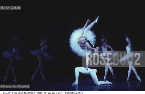 Venice, 1988. Gran Teatro La Fenice.Swan Lake ballet, coreographed by Marius Petipa and Lev Ivanov, music by Pyotr Ilyich Tchaikovsky, corps ballet of the S.M.Kirov theatre Leningrad .Venezia, 1988. Gran Teatro La Fenice. Balletto Il Lago dei Cigni,corpo di ballo teatro S.M.Kirov di Leningrado, coreografia di Marius Petipa e Lev Ivanov, musica di Pyotr Ilyich Tchaikovsky. Danza balletto classica Lago dei cigni Fenice ©Graziano Arici/Rosebud2 La cessione dei diritti di questa immagine si intende per quanto di nostra competenza. Non comprende invece le eventuali spese  relative a diritti che potranno essere richiesti dagli Enti o persone fisiche cui appartengono eventualmente i soggetti  ripresi. Tali costi, ove necessari, e l’espletamento di qualsivoglia pratica di richiesta di concessione del permesso di pubblicazione sono esclusivamente a carico e a cura del soggetto acquirente di questa immagine.