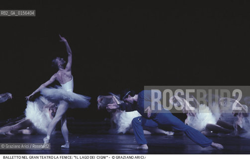 Venice, 1988. Gran Teatro La Fenice.Swan Lake ballet, coreographed by Marius Petipa and Lev Ivanov, music by Pyotr Ilyich Tchaikovsky, corps ballet of the S.M.Kirov theatre Leningrad .Venezia, 1988. Gran Teatro La Fenice. Balletto Il Lago dei Cigni,corpo di ballo teatro S.M.Kirov di Leningrado, coreografia di Marius Petipa e Lev Ivanov, musica di Pyotr Ilyich Tchaikovsky. Danza balletto classica Lago dei cigni Fenice ©Graziano Arici/Rosebud2 La cessione dei diritti di questa immagine si intende per quanto di nostra competenza. Non comprende invece le eventuali spese  relative a diritti che potranno essere richiesti dagli Enti o persone fisiche cui appartengono eventualmente i soggetti  ripresi. Tali costi, ove necessari, e l’espletamento di qualsivoglia pratica di richiesta di concessione del permesso di pubblicazione sono esclusivamente a carico e a cura del soggetto acquirente di questa immagine.