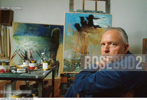 Caption: Nome: .ZIGAINA GIUSEPPE.Descrizione: .ARTE PITTORE IN STUDIO.Credit: ©Graziano Arici/Rosebud2 / Costo: .A.Nazione: .ITALIA.Cittˆ: ..Data: .1988