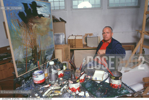 Nome: .ZIGAINA GIUSEPPE.Descrizione: .ARTE PITTORE IN STUDIO.Credit: ©Graziano Arici/Rosebud2 / Costo: .A.Nazione: .ITALIA.Cittˆ: .VENEZIA.Data: .1988.