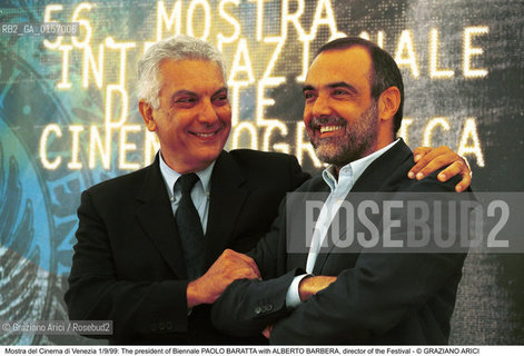 Nome:.BARATTA PAOLO.Descrizione:.PRESIDENTE BIENNALE CON ALBERTO BARBERA DIRETTORE MOSTRA DEL CINEMA.Credit:.©Graziano Arici/Rosebud2 Costo:.A.Nazione:.ITALIA.Cittˆ:.VENEZIA.Data:.1999.