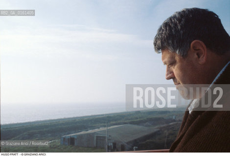 Caption: Nome: .PRATT HUGO.Descrizione: .DISEGNATORE DI FUMETTI CORTO MALTESE/AL MARE.Credit: ©Graziano Arici/Rosebud2 / Costo: .A.Nazione: .ITALIA.Cittˆ: ..Data: .198?
