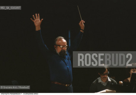 Caption: Nome: .PENDER.ECKI KRZYSZTOF.Descrizione: .MUSICA CLASSICA ELETTRONICA COMPOSITORE CONTEMPORANEO/DIRIGE NELLA BASILICA DI SAN MARCO.Credit: ©Graziano Arici/Rosebud2 / Costo: .A.Nazione: .POLONIA.Cittˆ: ..Data: .1988