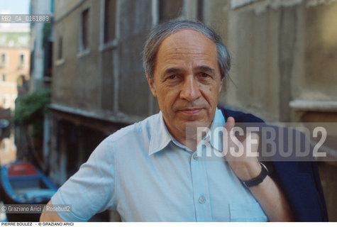 Caption: Nome: .BOULEZ PIERRE.Descrizione: .MUSICA CLASSICA DIRETTORE DORCHESTRA COMPOSITORE CONTEMPORANEO.Credit: ©Graziano Arici/Rosebud2 / Costo: .A.Nazione: .FRANCIA.Cittˆ: .VENEZIA.Data: .1996