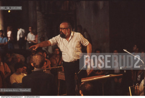 Caption: Nome: .PENDER.ECKI KRZYSZTOF.Descrizione: .MUSICA CLASSICA ELETTRONICA COMPOSITORE CONTEMPORANEO/DIRIGE NELLA BASILICA DI SAN MARCO.Credit: ©Graziano Arici/Rosebud2 / Costo: .A.Nazione: .POLONIA.Cittˆ: ..Data: .1988
