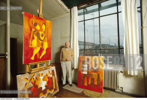 Caption: Nome: .GISCHIA LEON.Descrizione: .ARTE PITTORE / STUDIO A VENEZIA.Credit: ©Graziano Arici/Rosebud2 / Costo: .A.Nazione: .FRANCIA.Cittˆ: ..Data: .1989