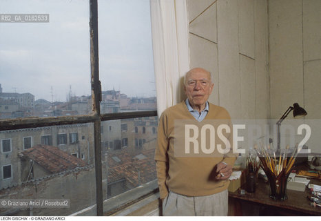 Caption: Nome: .GISCHIA LEON.Descrizione: .ARTE PITTORE / STUDIO A VENEZIA.Credit: ©Graziano Arici/Rosebud2 / Costo: .A.Nazione: .FRANCIA.Cittˆ: ..Data: .1989