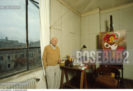 Caption: Nome: .GISCHIA LEON.Descrizione: .ARTE PITTORE / STUDIO A VENEZIA.Credit: ©Graziano Arici/Rosebud2 / Costo: .A.Nazione: .FRANCIA.Cittˆ: ..Data: .1989