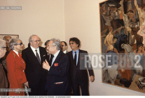 Caption: Nome: .GUTTUSO RENATO.Descrizione: .ARTE PITTORE / CON GIOVANNI SPADOLINI E MARIA PIA FANFANI.Credit: ©Graziano Arici/Rosebud2 / Costo: .A.Nazione: .ITALIA.Cittˆ: ..Data: .1982