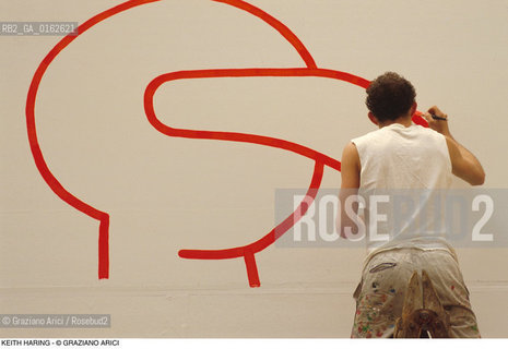 Nome: .HARING KEITH.Descrizione: .ARTE GRAFFITI BIENNALE.Credit: ©Graziano Arici/Rosebud2 / Costo: .A.Nazione: .USA.Cittˆ: ..Data: .1984.