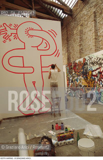 Caption: Nome: .HARING KEITH.Descrizione: .ARTE GRAFFITI BIENNALE.Credit: ©Graziano Arici/Rosebud2 / Costo: .A.Nazione: .USA.Cittˆ: ..Data: .1984