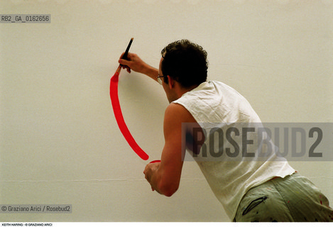 Caption: Nome: .HARING KEITH.Descrizione: .ARTE GRAFFITI BIENNALE.Credit: ©Graziano Arici/Rosebud2 / Costo: .A.Nazione: .USA.Cittˆ: ..Data: .1984