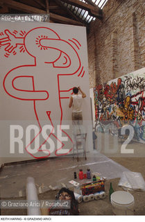 Nome: .HARING KEITH.Descrizione: .ARTE GRAFFITI BIENNALE.Credit: ©Graziano Arici/Rosebud2 / Costo: .A.Nazione: .USA.Cittˆ: ..Data: .1984.