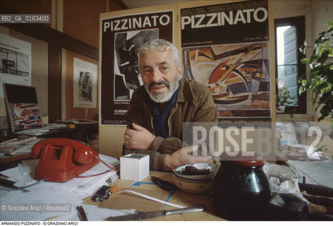 Caption: Nome: .PIZZINATO ARMANDO.Descrizione: .ARTE PITTORE FRONTE NUOVO DELLE ARTI IN STUDIO.Credit: ©Graziano Arici/Rosebud2 / Costo: .A.Nazione: .ITALIA.Cittˆ: ..Data: .1980