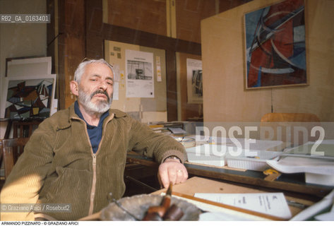 Caption: Nome: .PIZZINATO ARMANDO.Descrizione: .ARTE PITTORE FRONTE NUOVO DELLE ARTI IN STUDIO.Credit: ©Graziano Arici/Rosebud2 / Costo: .A.Nazione: .ITALIA.Cittˆ: ..Data: .1980