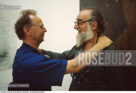 Caption: Nome: .POLKE SIGMAR.Descrizione: .ARTE PITTORE BIENNALE  CON EMILIO VEDOVA.Credit: ©Graziano Arici/Rosebud2 / Costo: .A.Nazione: .GERMANIA.Cittˆ: ..Data: .1982
