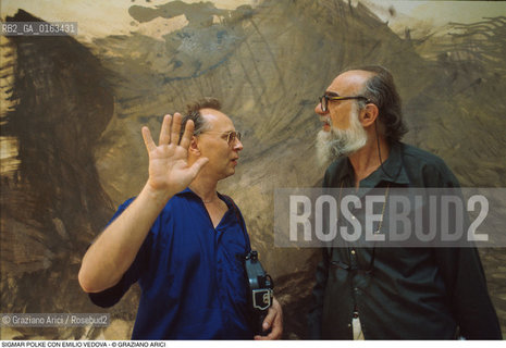 Caption: Nome: .POLKE SIGMAR.Descrizione: .ARTE PITTORE BIENNALE CINEPRESA CON EMILIO VEDOVA.Credit: ©Graziano Arici/Rosebud2 / Costo: .A.Nazione: .GERMANIA.Cittˆ: ..Data: .1982