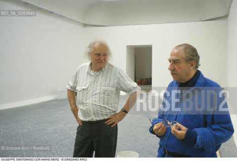 Caption: Nome: .SANTOMASO GIUSEPPE.Descrizione: .ARTE PITTORE / ALLA BIENNALE CON MARIO MERZ .Credit: ©Graziano Arici/Rosebud2 / Costo: .A.Nazione: .ITALIA.Cittˆ: ..Data: .1988