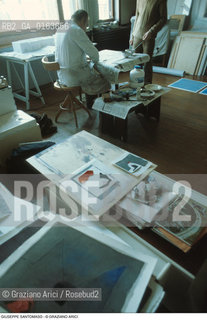 Caption: Nome: .SANTOMASO GIUSEPPE.Descrizione: .ARTE PITTORE NEL SUO STUDIO .Credit: ©Graziano Arici/Rosebud2 / Costo: .A.Nazione: .ITALIA.Cittˆ: ..Data: .1982