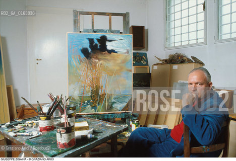 Caption: Nome: .ZIGAINA GIUSEPPE.Descrizione: .ARTE PITTORE IN STUDIO.Credit: ©Graziano Arici/Rosebud2 / Costo: .A.Nazione: .ITALIA.Cittˆ: ..Data: .1988