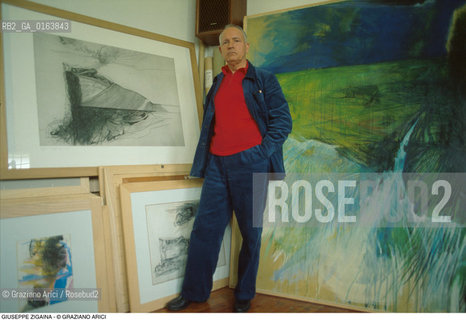 Caption: Nome: .ZIGAINA GIUSEPPE.Descrizione: .ARTE PITTORE IN STUDIO.Credit: ©Graziano Arici/Rosebud2 / Costo: .A.Nazione: .ITALIA.Cittˆ: ..Data: .1988