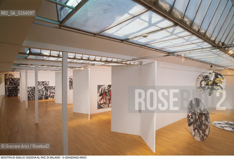 Caption: Nome: .VEDOVA EMILIO.Descrizione: .ARTE PITTORE /MOSTRA DI EMILIO VEDOVA AL PAC (PADIGLIIONE DI ATRE CONTEMPORANEA)  DI MILANO.Credit: ©Graziano Arici/Rosebud2 / Costo: .A.Nazione: .ITALIA.Cittˆ: .MILANO.Data: .1991