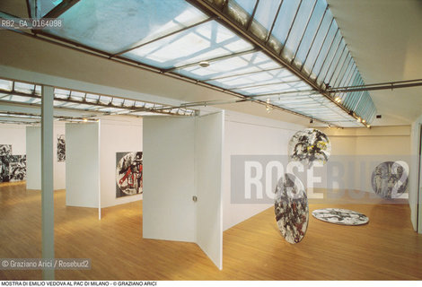 Caption: Nome: .VEDOVA EMILIO.Descrizione: .ARTE PITTORE /MOSTRA DI EMILIO VEDOVA AL PAC (PADIGLIIONE DI ATRE CONTEMPORANEA)  DI MILANO.Credit: ©Graziano Arici/Rosebud2 / Costo: .A.Nazione: .ITALIA.Cittˆ: .MILANO.Data: .1991