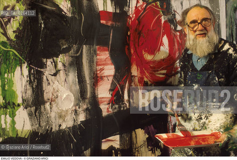 Caption: Nome: .VEDOVA EMILIO.Descrizione: .ARTE PITTORE NEL SUO STUDIO.Credit: ©Graziano Arici/Rosebud2 / Costo: .A.Nazione: .ITALIA.Cittˆ: ..Data: .1987