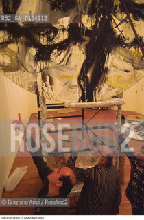 Caption: Nome: .VEDOVA EMILIO.Descrizione: .ARTE PITTORE NEL SUO STUDIO.Credit: ©Graziano Arici/Rosebud2 / Costo: .A.Nazione: .ITALIA.Cittˆ: ..Data: .1987