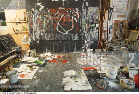 Caption: Nome: .VEDOVA EMILIO.Descrizione: .ARTE PITTORE / STUDIO DI EMILIO VEDOVA.Credit: ©Graziano Arici/Rosebud2 / Costo: .A.Nazione: .ITALIA.Cittˆ: ..Data: .1987