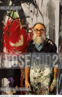 Caption: Nome: .VEDOVA EMILIO.Descrizione: .ARTE PITTORE NEL SUO STUDIO.Credit: ©Graziano Arici/Rosebud2 / Costo: .A.Nazione: .ITALIA.Cittˆ: ..Data: .1987