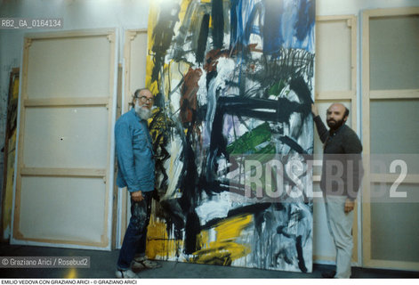 Caption: Nome: .VEDOVA EMILIO.Descrizione: .ARTE PITTORE NEL SUO STUDIO / CON Graziano Arici / rosebud2 / rosebud2.Credit: ©Graziano Arici/Rosebud2 / Costo: .A.Nazione: .ITALIA.Cittˆ: ..Data: .1987