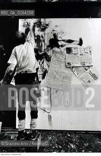 Caption: Nome: .VEDOVA EMILIO.Descrizione: .ARTE PITTORE NEL SUO STUDIO.Credit: ©Graziano Arici/Rosebud2 / Costo: .A.Nazione: .ITALIA.Cittˆ: ..Data: .1987