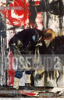 Nome: .VEDOVA EMILIO.Descrizione: .ARTE PITTORE NEL SUO STUDIO.Credit: ©Graziano Arici/Rosebud2 / Costo: .A.Nazione: .ITALIA.Cittˆ: ..Data: .1987.