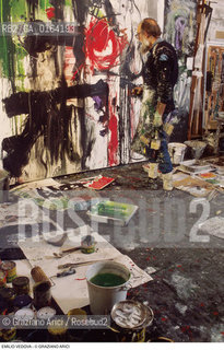 Nome: .VEDOVA EMILIO.Descrizione: .ARTE PITTORE NEL SUO STUDIO.Credit: ©Graziano Arici/Rosebud2 / Costo: .A.Nazione: .ITALIA.Cittˆ: ..Data: .1987.