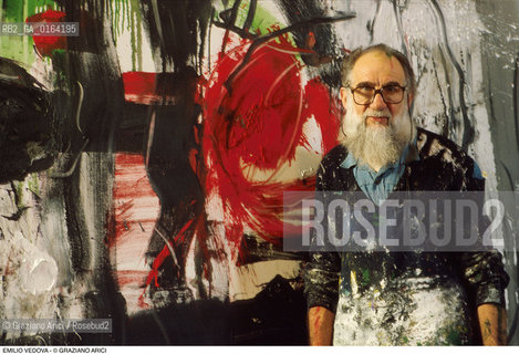 Nome: .VEDOVA EMILIO.Descrizione: .ARTE PITTORE NEL SUO STUDIO.Credit: ©Graziano Arici/Rosebud2 / Costo: .A.Nazione: .ITALIA.Cittˆ: ..Data: .1987.